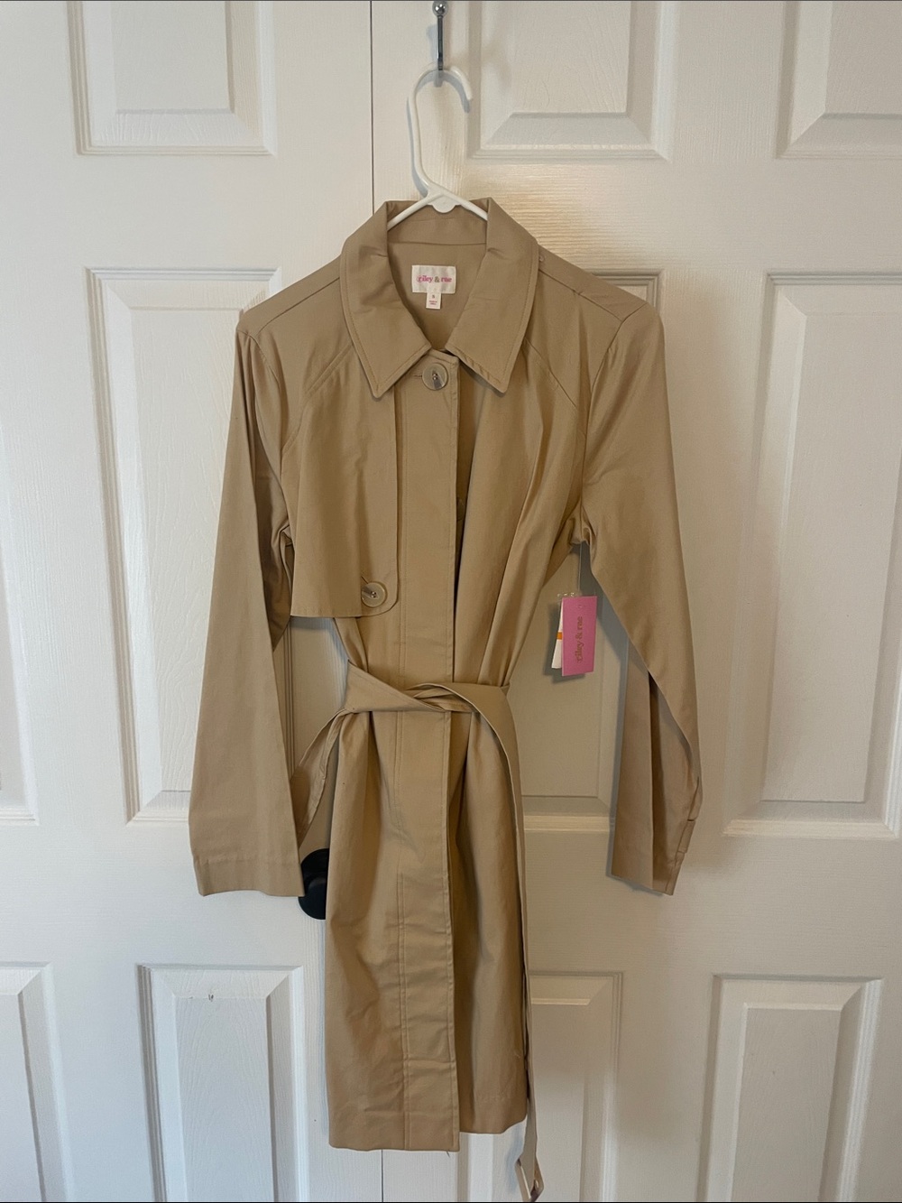 Riley & Rae Women's Tan Trench Coat with Belt